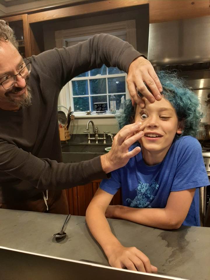 Photo of Checking to see if the hair matches the eyes