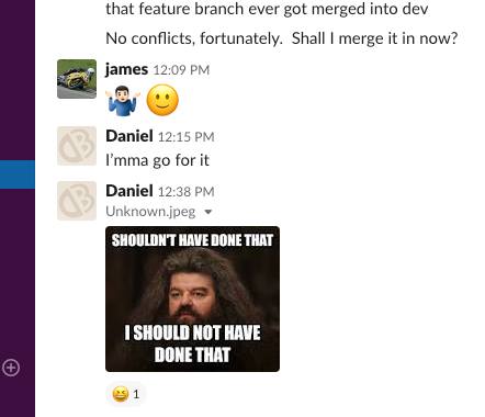 My yesterday, in Slack form